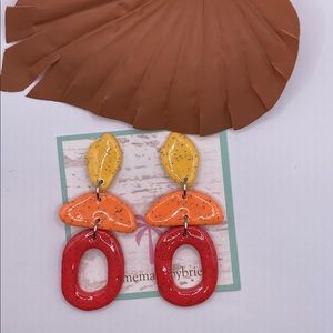 Summer bright colored clay earrings